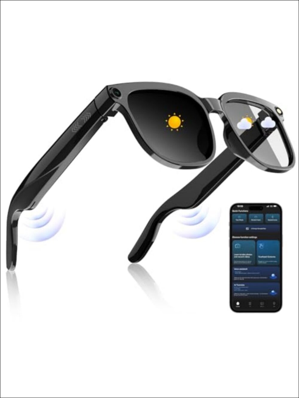 AI Smart Glasses with 2K Camera, Bluetooth 5.4, Translation, Voice Control